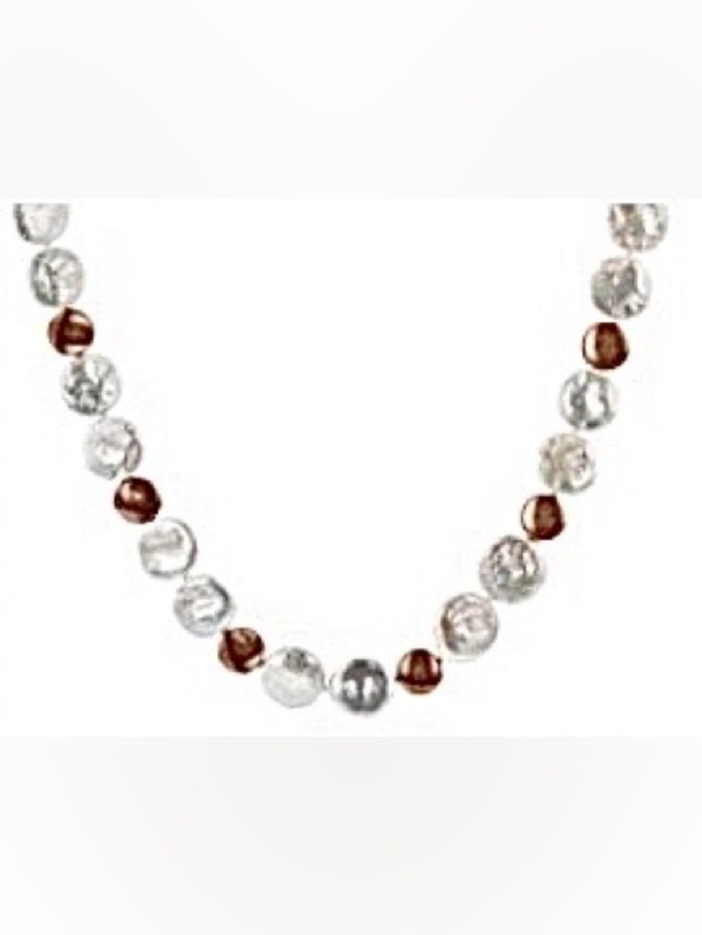 14-15mm White Freshwater Pearl/Hematine, 18K Rose Gold Over Silver 18” Necklace